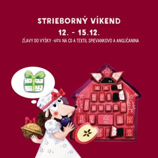 Strieborný víkend je tu 😊 od piatka 12. decembra do nedele 14. decembra môžete využiť zľavu -60% na CD a textil...